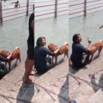 कुत्ते को गंगा में नहलाने