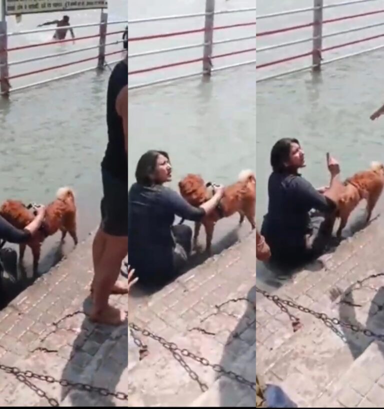 कुत्ते को गंगा में नहलाने