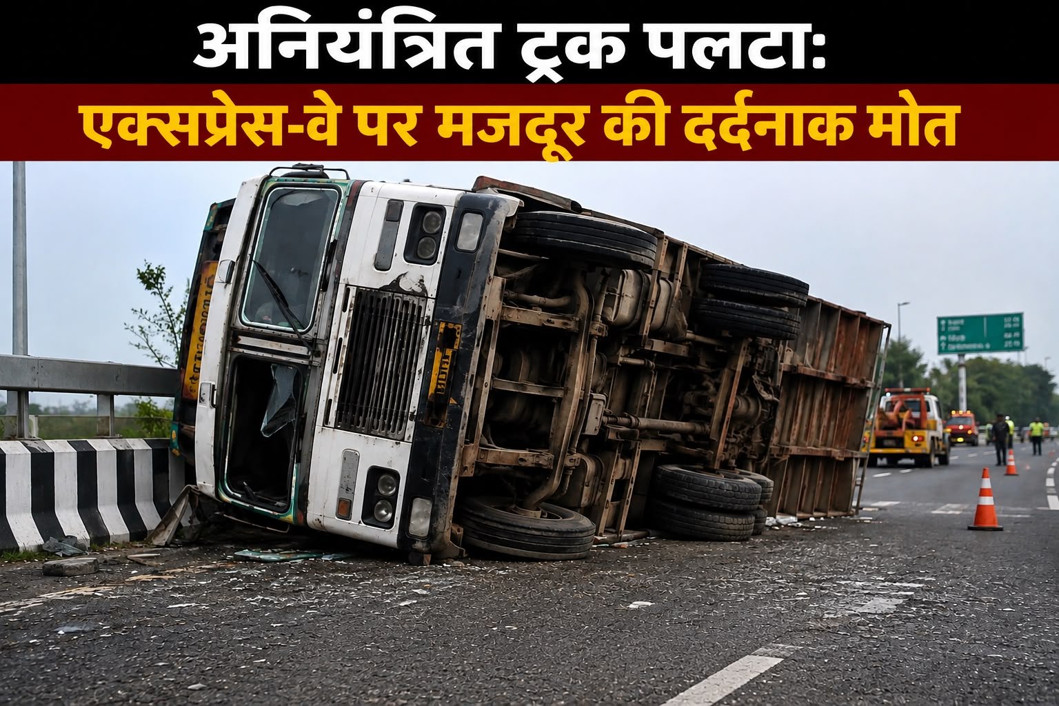 अनियंत्रित ट्रक पलटा